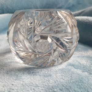 Single cut glass vintage candle stick holder EUC